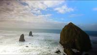 Drone Footage Over Cannon Beach Met Haystack Rock