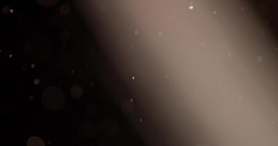 Bright golden particles glowing and floating on dark background in 4K ...