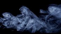 Close-up-of-smoke-with-horizontal-path-and-beautiful-waves-on-dark-background-in-4k