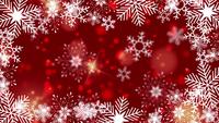 Beautiful-snowflakes-rotating-on-a-red-background-lens-flare-bokeh