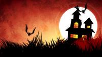 Halloween-background-animation-with-the-concept-of-spooky-pumpkins-moon-and-bats-and-haunted-castle