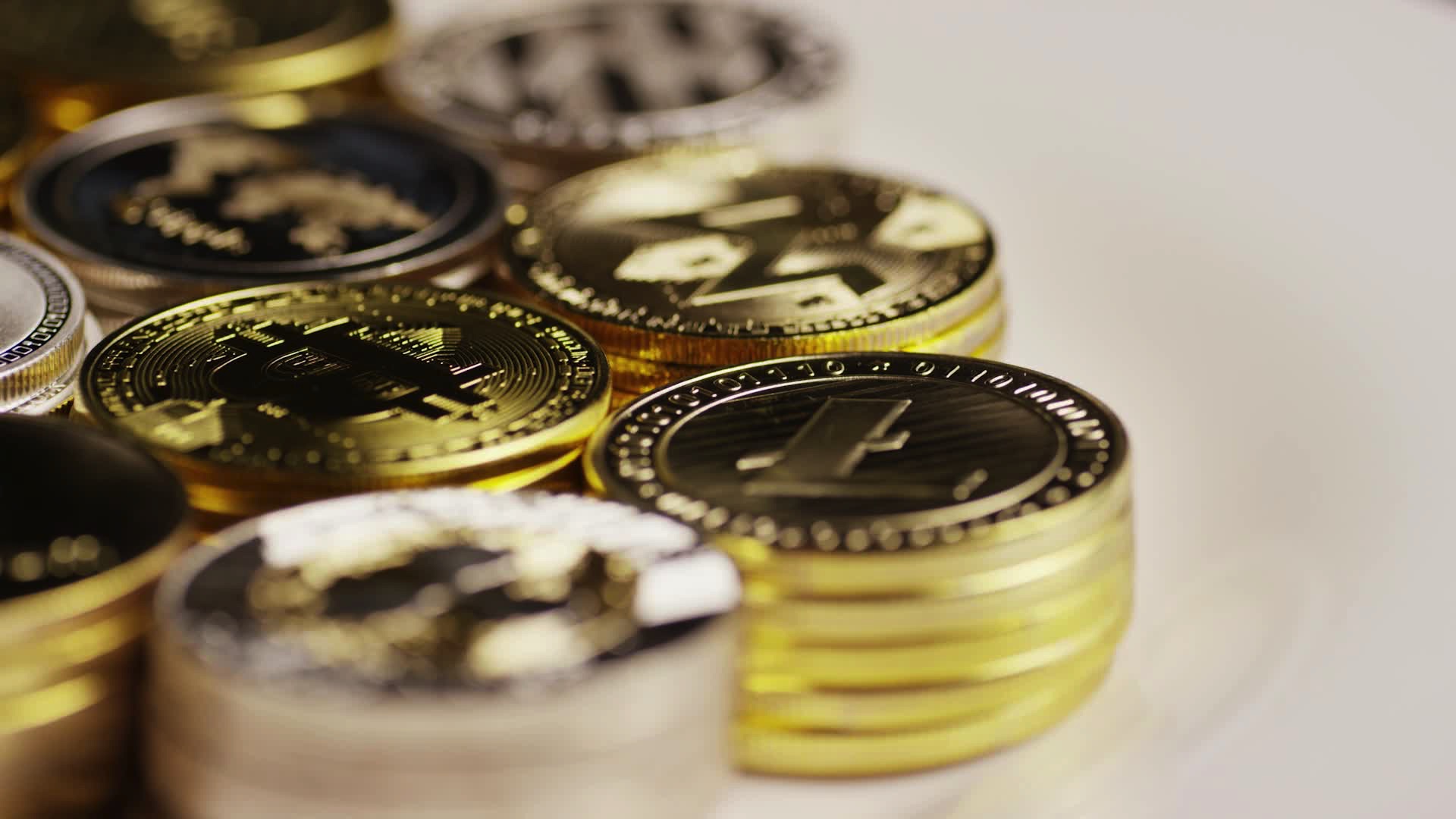 Rotating shot of Bitcoins (digital cryptocurrency) - BITCOIN MIXED 033 -  Free HD Video Clips & Stock Video Footage at Videezy!