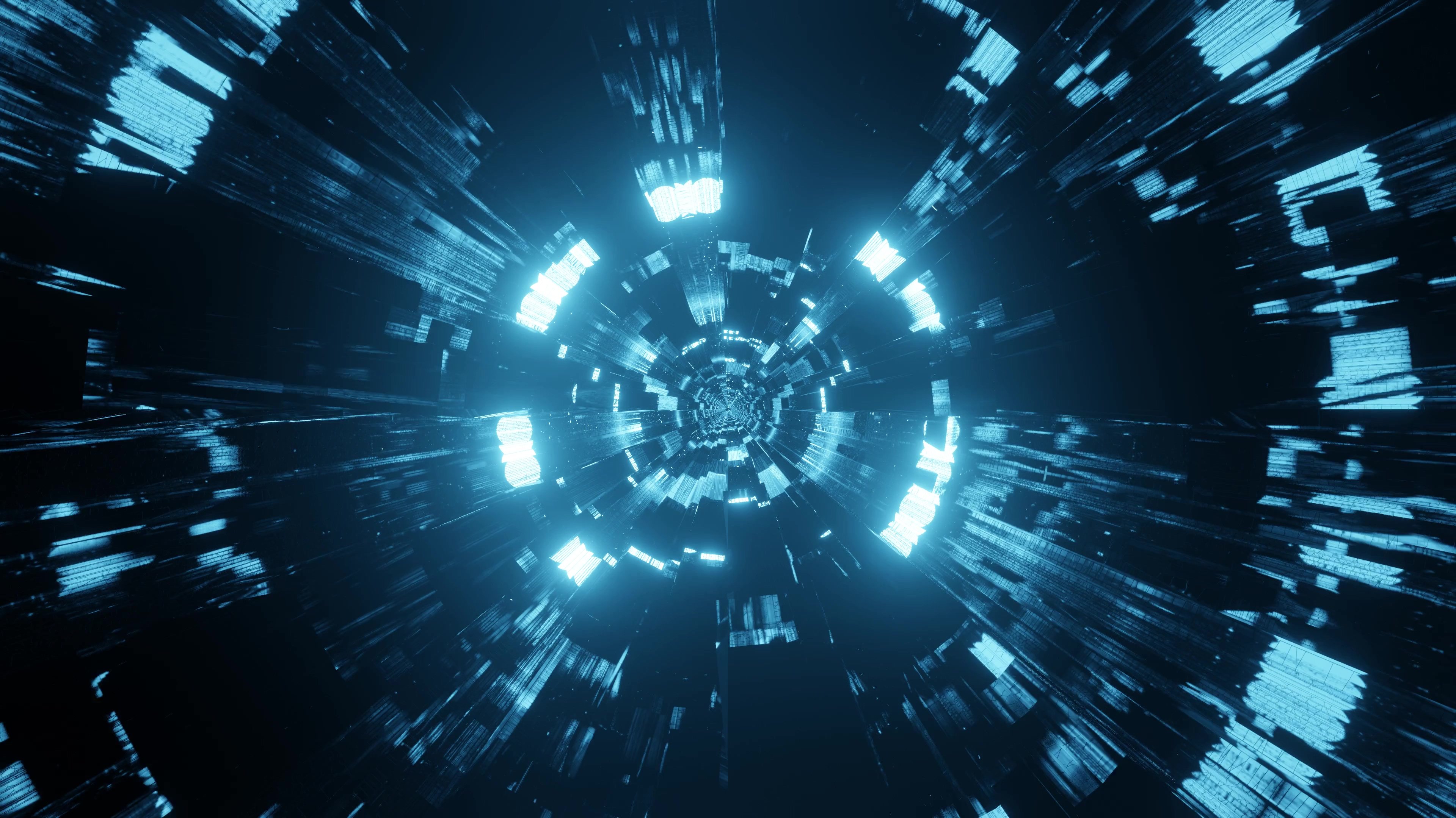 Blauwe glazen tunnel met lichtreflecties vliegen door de dj-lus - Gratis  HD-videomateriaal bij Videezy!, image size:3840x2160