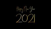 Happy New Year 2021 golden handwriting isolated text