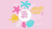 Travel animation greeting card with text Hello Summer.