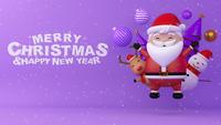 Float Santa claus, snowman, Reindeer and christmas tree with snow.