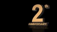 2th Anniversary. Golden 3d lettering text.