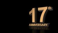 17th Anniversary. Golden 3d lettering text.