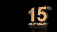 15th Anniversary. Golden 3d lettering text.