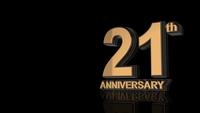 21th Anniversary. Golden 3d lettering text.