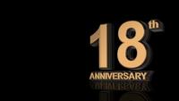 18th Anniversary. Golden 3d lettering text.