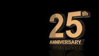 25th Anniversary. Golden 3d lettering text.