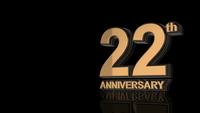 22th Anniversary. Golden 3d lettering text.
