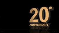 20th Anniversary. Golden 3d lettering text.