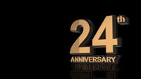 24th Anniversary. Golden 3d lettering text.