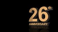 26th Anniversary. Golden 3d lettering text.