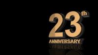 23th Anniversary. Golden 3d lettering text.