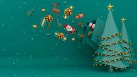 Árvores de Natal verdes e sacolas de compras