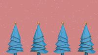 Árvores de Natal azuis com neve