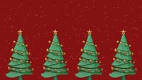 Árvores de Natal verdes decoradas com bolas de ouro