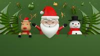 Papai Noel, um boneco de neve e uma rena