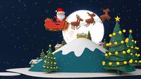 Santa claus on the sky with the moon night.